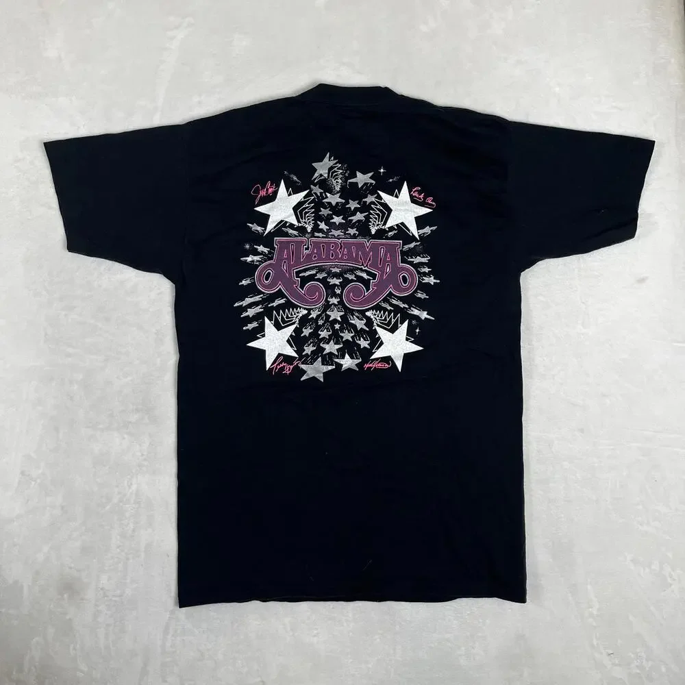 Vintage Alabama T-Shirt Mens XL Black Country Band Graphic Back Print USA